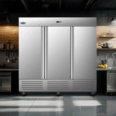 81'' Commercial Fridge 3 Solid Door Reach-In Refrigerator Cooler Stainless Steel