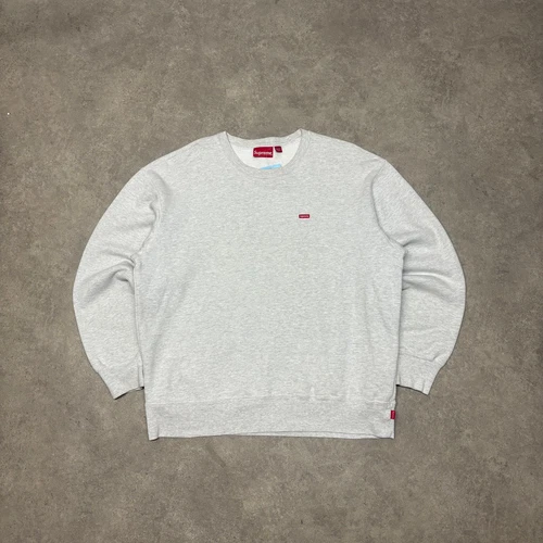 Sweat col rond gris petit logo Supreme (L)