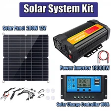 16000W Complete Solar Panel Kit w/ Controller&Inverter Home 110V Off Grid System