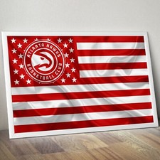 ATLANTA HAWKS FLAG 1 NBA Team Logo on Bricks Basketball Home Poster / Canvas