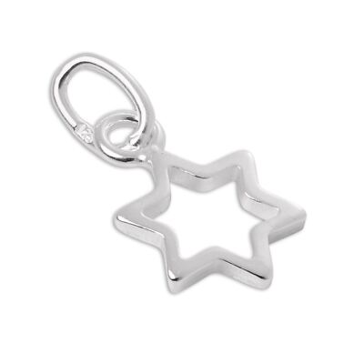 Winziger 925 Sterling Silber Umriss Stern Charm kleine Sonnensterne ausgeschnitten Charms