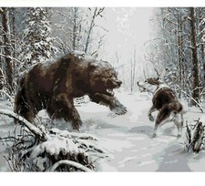 Paint By Numbers Adults kids Black Bear Wolf DIY Painting Kit 40x50CM Canvas