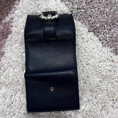 Jimmy Choo Cheri Cosmos Leather CZ Jewel Card Holder Small Trifold