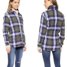 Equipment Femme Plaid Flannel Monroe Jacket In Four Leaf Clover. Size X Small