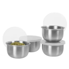OGGI Set of 4 Stainless Pinch Bowls - 4 fl oz with Lids, Ideal Salt & Pepper ...