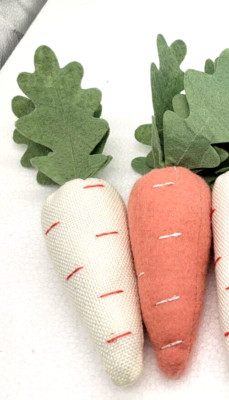 Stuffed Fabric Carrot Orange & White  Primitive Easter Spring Decor 9 inch