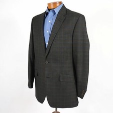 Haggar 42L Mens Gray Windowpane Blazer 2 Button Jacket Sport Coat 180
