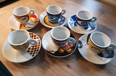 6x Free-Time Magic Eyes Tasse Espressotassen Kaffeetassen mit Unterteller