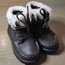 Koala Baby hiking boot sz 4 Brown Leather With Faux Fur Lining Holiday Fall