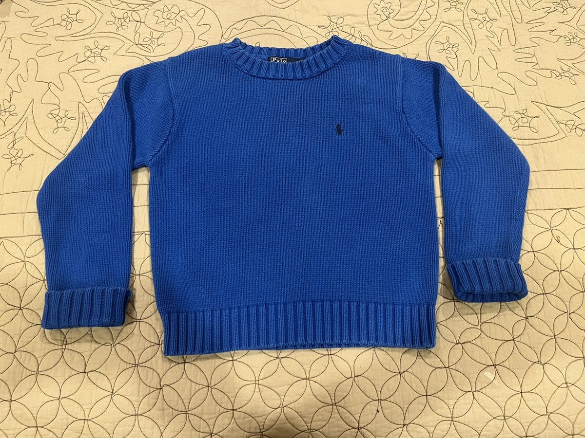 Polo Ralph Lauren Boys Sweater Chunky Knit Sky Blue Royal 100