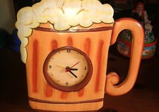 Orologio da tavolo forma bicchiere birra in legno funzionante - vintage anni 80