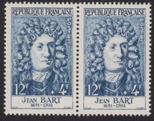 Jean Bart bloc 2 timbres France 1958 Y&T n°1167 12+4F bleu neuf