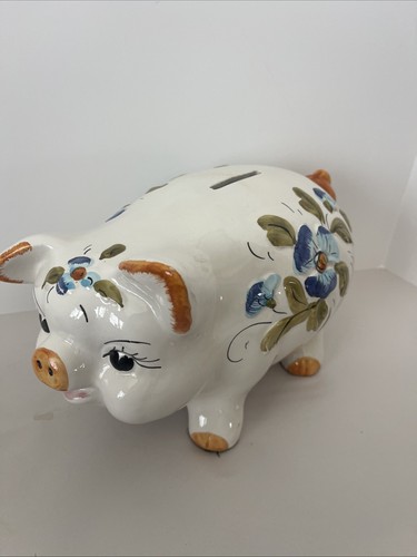 Lefton Floral Sparschwein Schwein handbemalt groß 11x7x6,5" ohne Stopfen Vintage - Bild 4 von 12