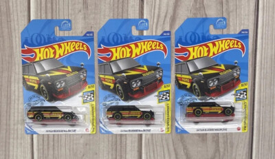 Hot Wheels Lot of 3 Datsun Bluebird Wagon 510 Momo HE Speed Graphics Black