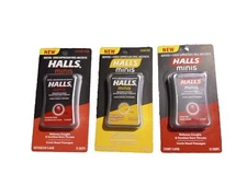3 PACK HALLS MENTHOL COUGH SUPPRESSANT LOSENGES (24ct) 96 DROPS TOTAL•SUGAR FREE
