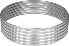 OUSHENG 4X4X1Ft round Galvanized Raised Garden Beds Outdoor, Steel Fire Pit Ring