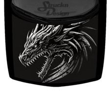 Silver Grayscale Spikes Dragon Scales Hood Truck Wrap Vinyl Car Graphic Decal