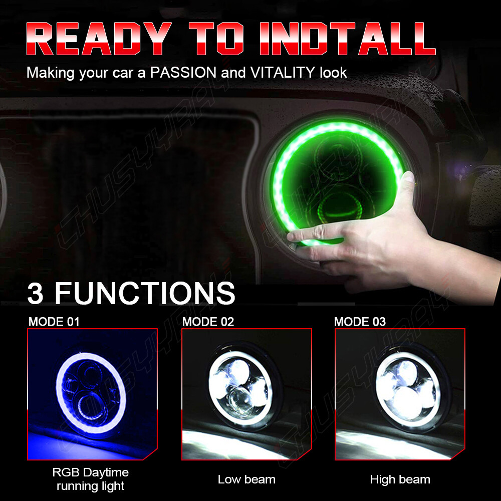 RGB Pair 7inch Round LED Headlights Hi/Lo Beam For Datsun 280ZX