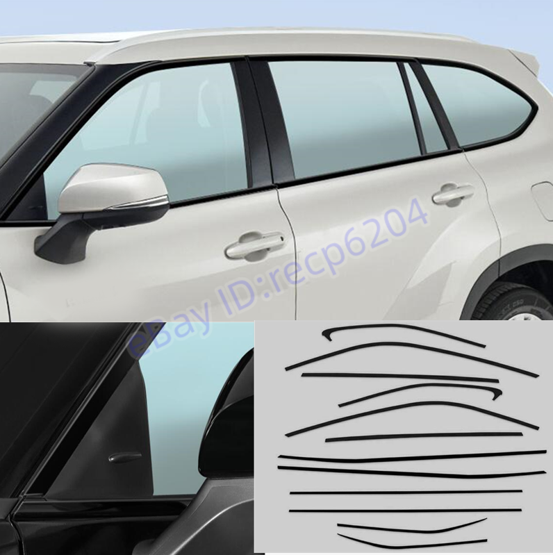 Black Car External Window Frame Strip Cover Trim for Toyota Highlander 2020-2024