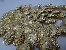 Vintage Gold Shank Buttons 3D Emblem 25mm Lot of 3 B58-6