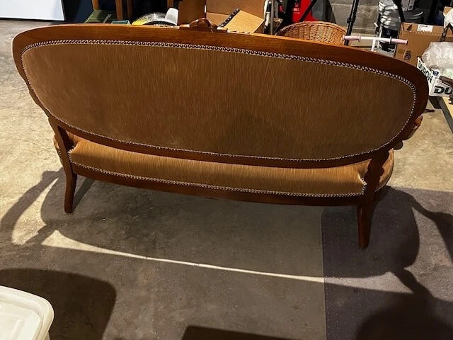Reprodução LOVESEAT/SOFA Louis XV estilo tecido marrom dourado - Imagem 4 de 4