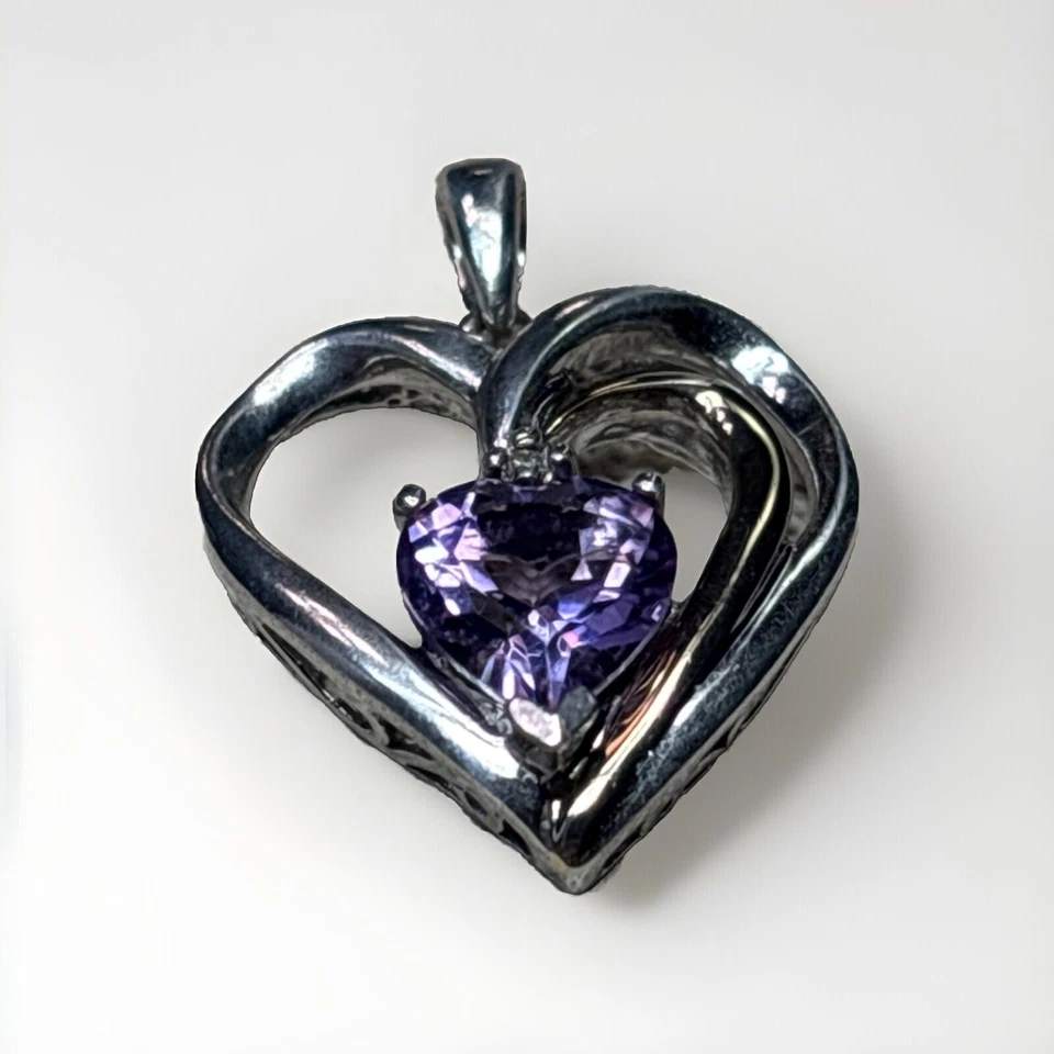Alwand Vahan Sterling & 14K Gold Amethyst And Diamond Heart Pendant - Image 3 of 4