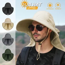 Men Women Wide Brim Sun Hat UV Protection Bucket Cap for Hiking Camping Fishing