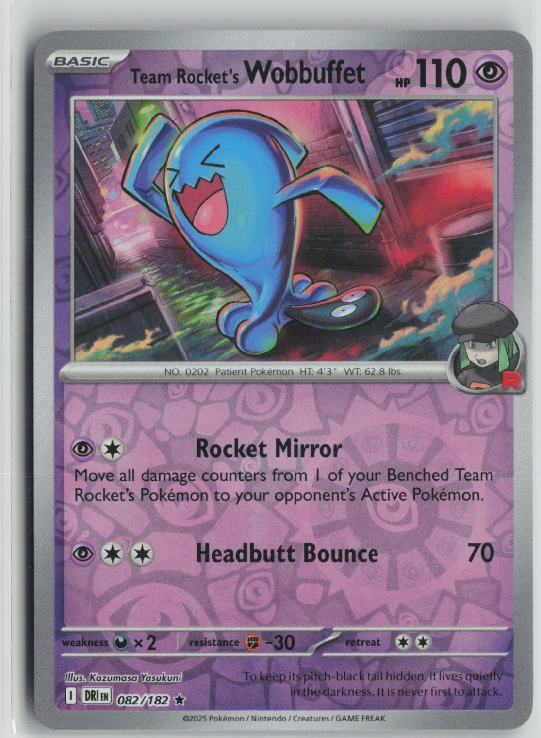 Team Rocket's Wobbuffet 082/182 Rare SV10: Destined Rivals NM Reverse Holo