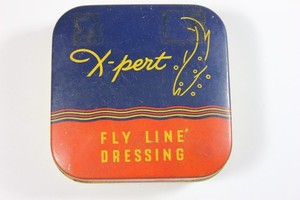 Vintage 1950's X-PERT Fly Line Dressing Tin Lithograph Fly Fishing