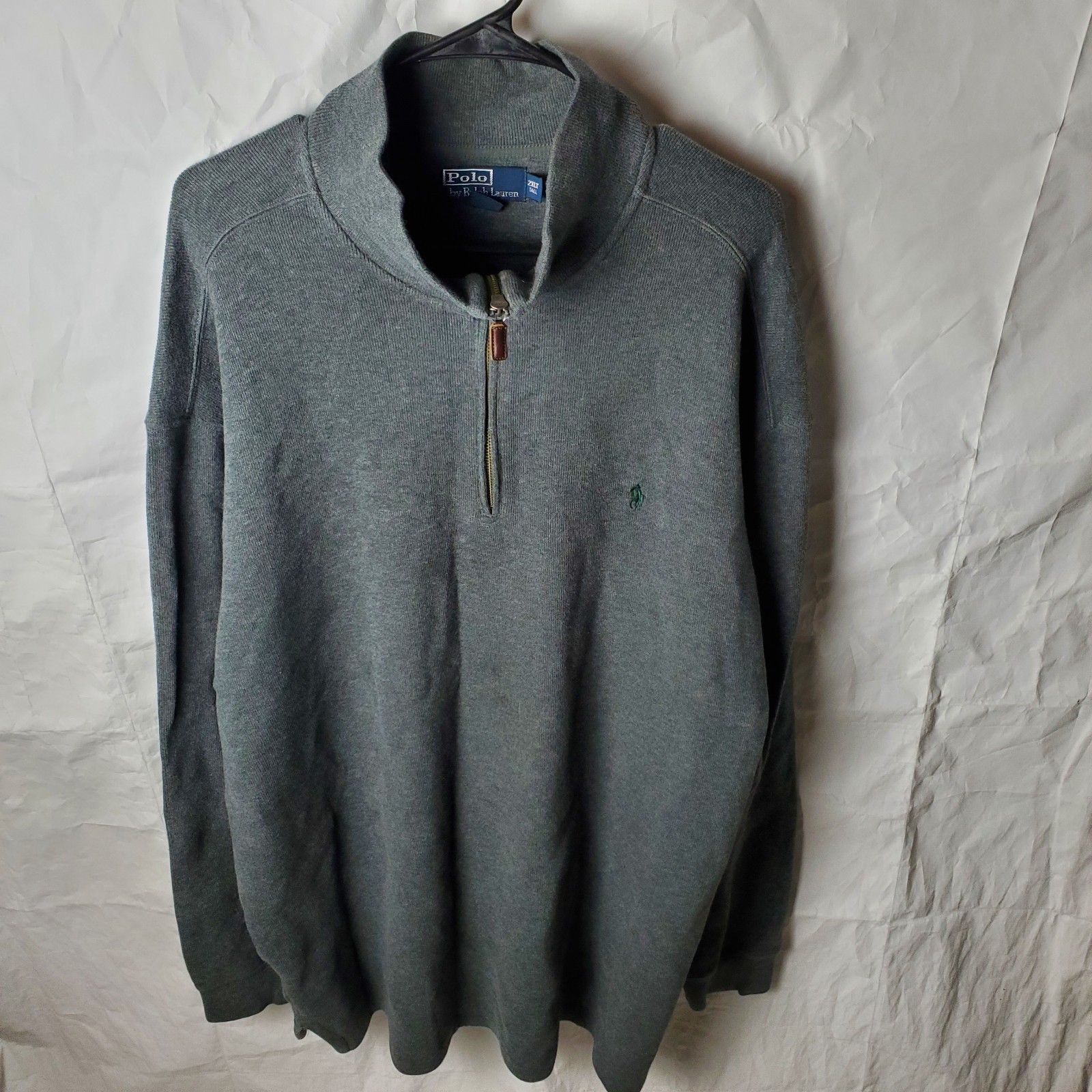 Polo Ralph Lauren maglione uomo 2XLT grigio 1 4 zip pony felpa classica casual
