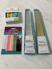 Birthday Candles. Lot Of 4 Boxes. Metallic & Colors. 48 Total. New.