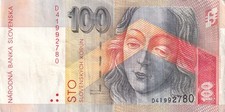Slovakia Slovak rep. 100 Korun 1993 VF Banknote Prefix-D  Pre-Euro