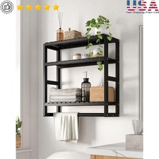 Bamboo Wall-Mounted Bathroom Shelf Adjustable Storage Organizer Towel Essentials