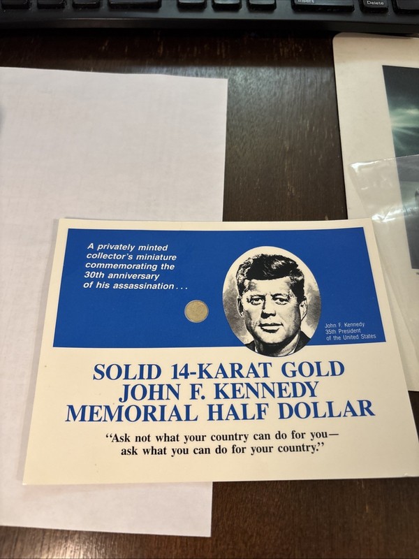 14k Solid Gold John F. Kennedy Memorial Half Dollar Small