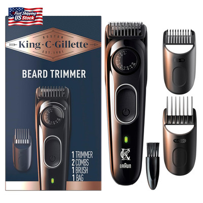 King C. Gillette Cordless Beard Trimmer for Men, Kit Includes 1 Trimmer, 3 Inter