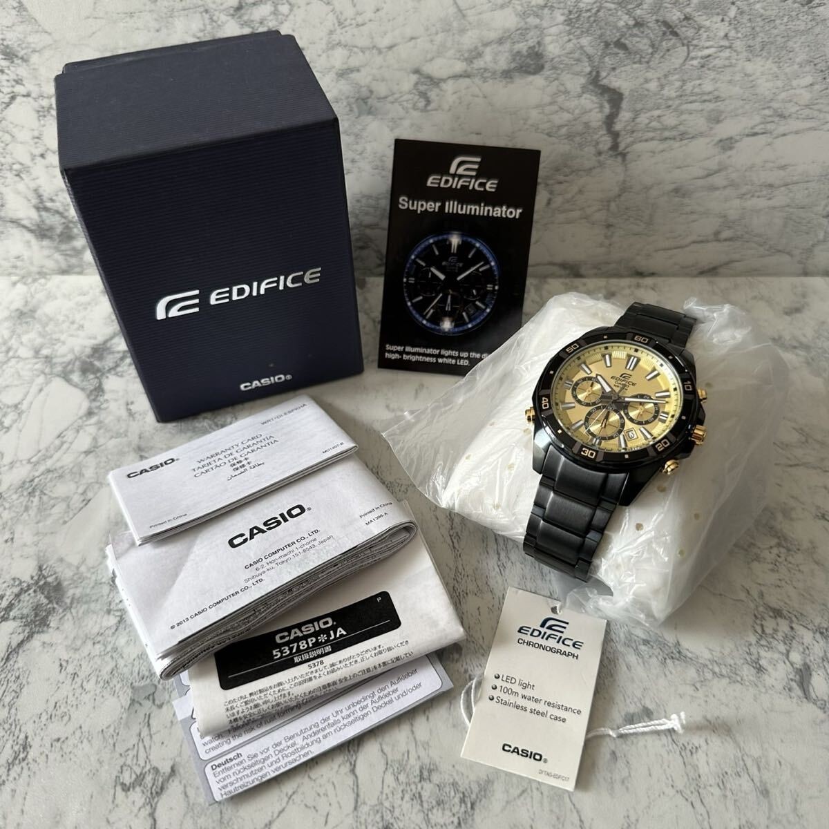 CASIO Edifice EFR-534BK-9AVDF Black Gold Watch | eBay