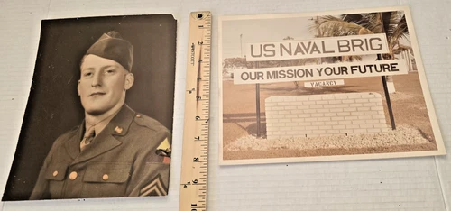 WW2 US ARMY SOLDIER & US NAVY BRIG VINTAGE PHOTOS MILITARY COLLECTIBLES ESTATE