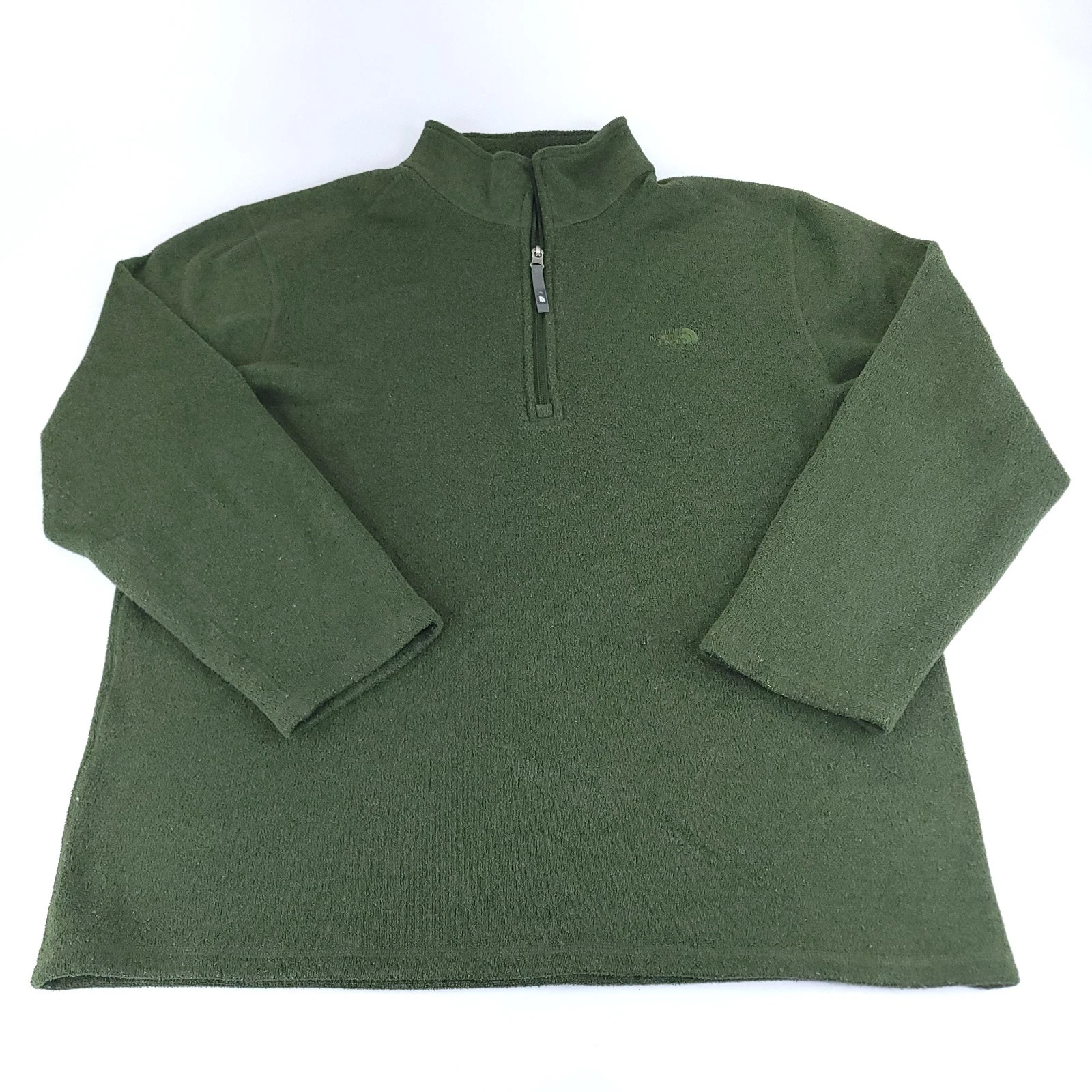 The North Face Fleece Pullover Men XL Green Forest Green Quarter Zip Sweater - product detail image 1