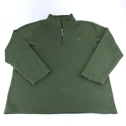 The North Face Fleece Pullover Men XL Green Forest Green Quarter Zip Sweater video thumbnail