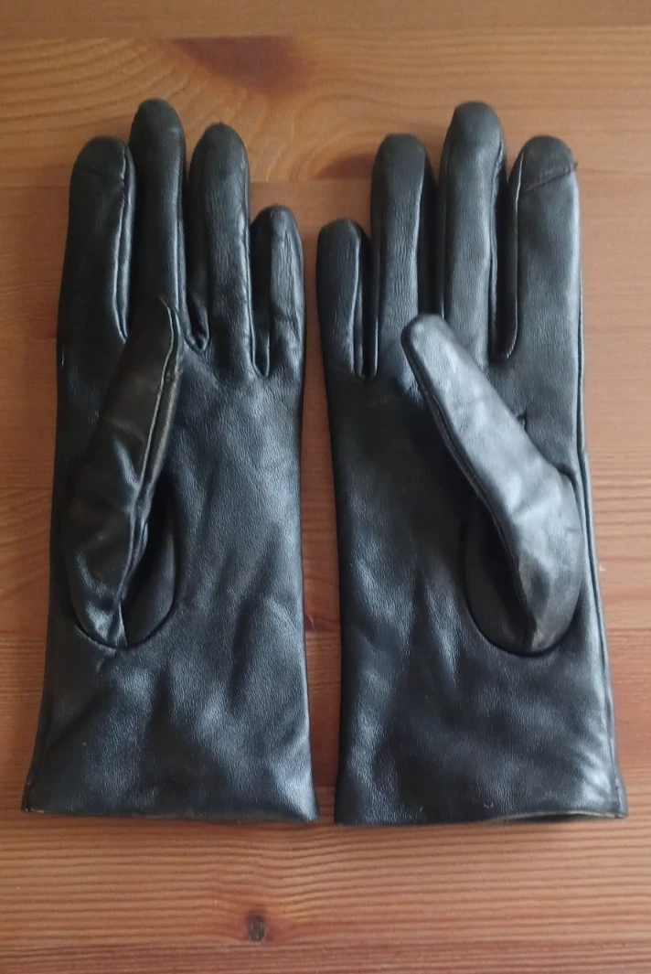 NEW Black Soft Leather Cashmere Lined Luxury Gloves Land's End EZ touch Size M