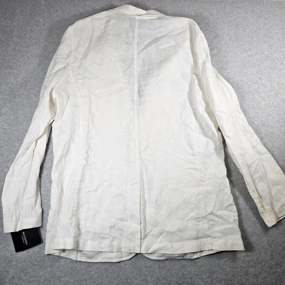 Chaqueta Blazer Ligera Brandini Para Hombre Talla L 100% Lino Marfil Abotonada Nueva con Etiquetas Foto 4 de 4