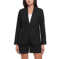 NWT Express Women's Linen Blazer Size L Black
