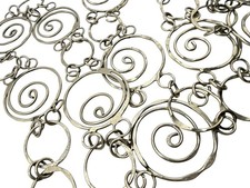 Vintage 80  s Silver Tone Geometric Belt Circles Links Chain 41  