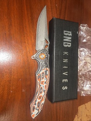 Bnb Damascus Ember Pocket Knife 