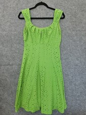 LONDON TIMES Green  Embroidered OPEN BACK Button FIT & FLARE DRESS 