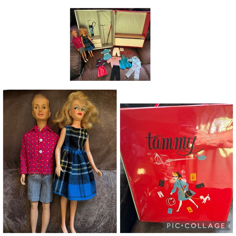 Ideal Vintage Tammy Doll Family With Case Golf Clubs Clothes Red Case Dad Tammy