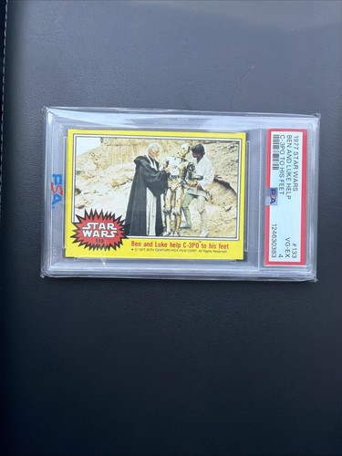 1977 Topps Star Wars #133 Ben and Luke help C-3PO to his feet — PSA 4