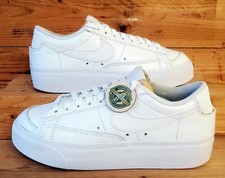 Nike Blazer Platform Low Leather Trainers UK4.5/US7/EU38 DJ0292-100 Triple White