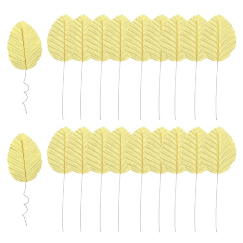 20 Pack Gold Artificial Leaves with Stems Fake Leaves Silk Faux Leaf