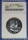 1960 Franklin Half Dollar Silver Proof PF 66 CAMEO ANACS Soapbox Old holder